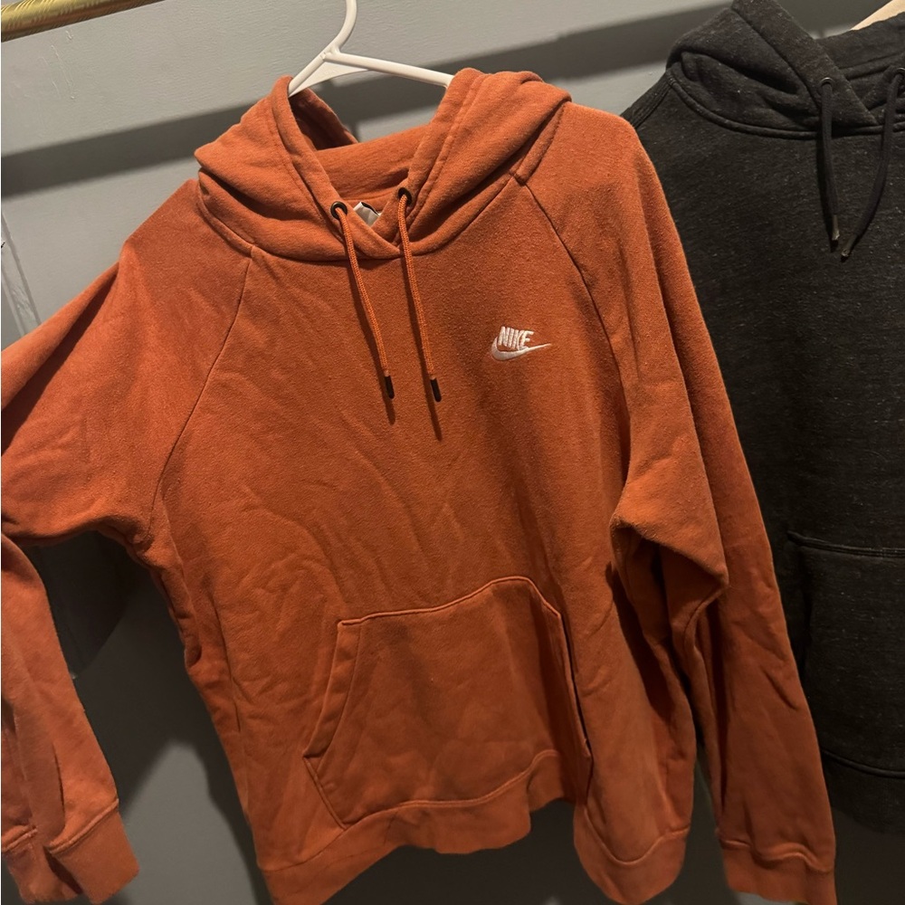 Nike Rust Orange Pullover Hoodie with White Swoosh Tag